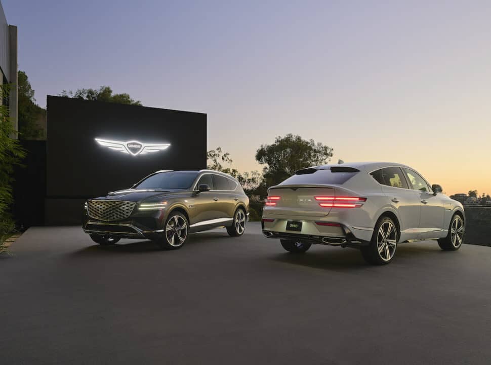 2025 Genes GV80 SUV and Coupe parked together at the LA debut