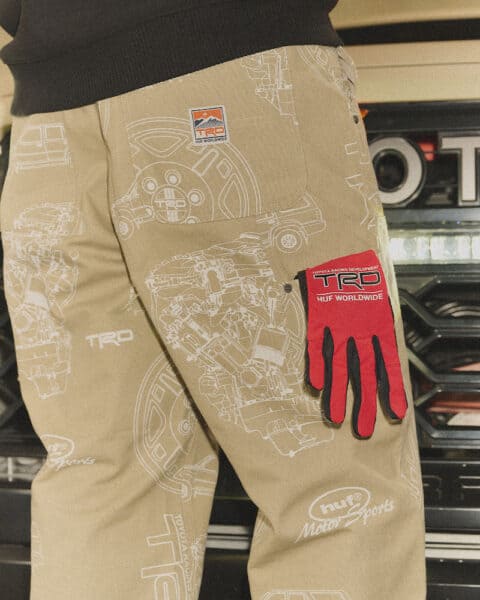 HUF X TRD Collection gloves and pants