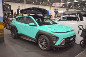 2024 Hyundai Kona Jayde Concept Sema 2023 front shot from SEMA 2023 show