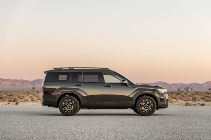 2024 Hyundai Santa Fe XRT side view parked in desert at sunset