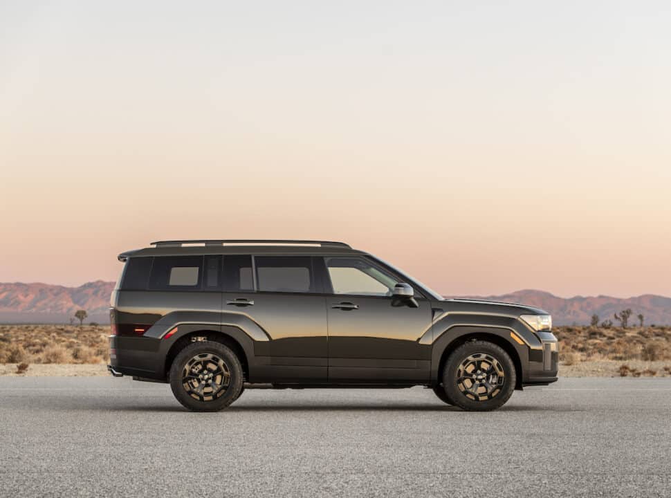 2024 Hyundai Santa Fe XRT side view parked in desert at sunset