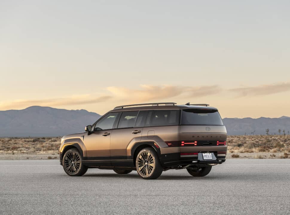 2024 Hyundai Santa Fe Calligraphy rear shot parked in desert