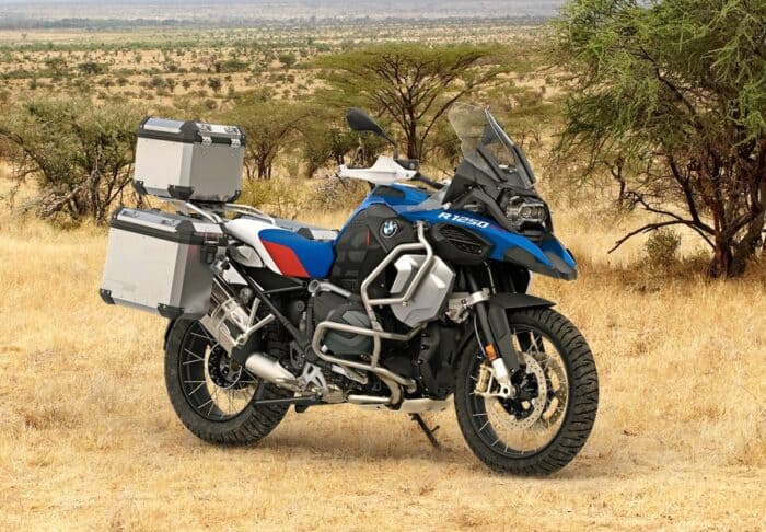 2024 BMW R 1250 GS Adventure front profile parked on grass outside