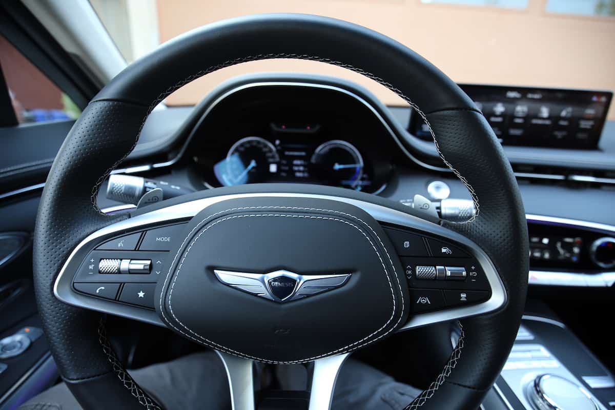 2023 Genesis Electrified GV70 Prestige AWD interior steering wheel