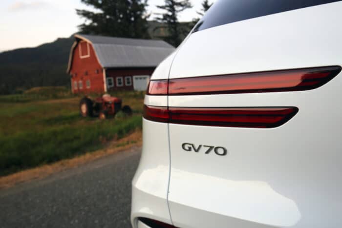 2023 Genesis Electrified GV70 Prestige AWD logo on rear