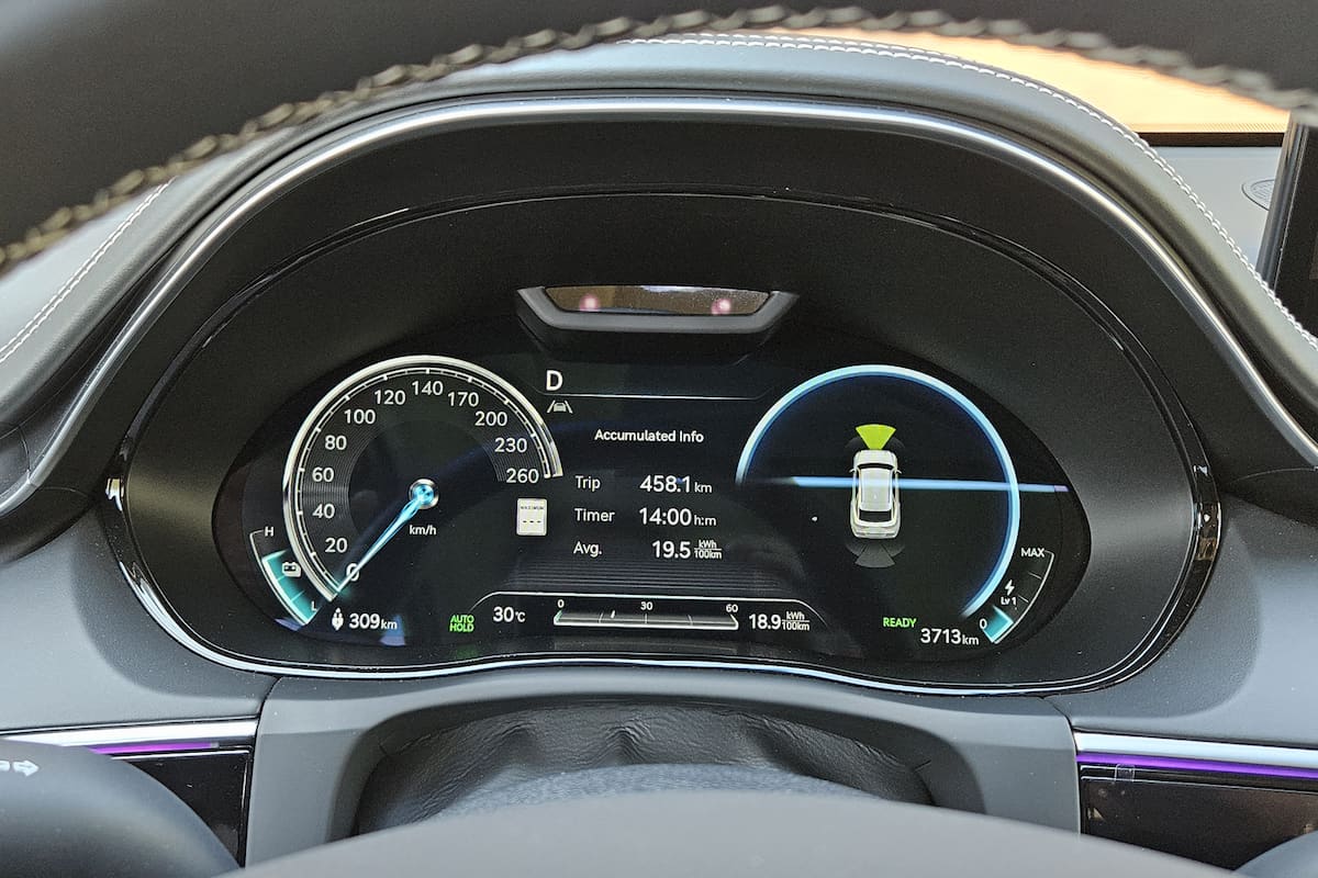 2023 Genesis Electrified GV70 Prestige AWD interior gauge cluster up close