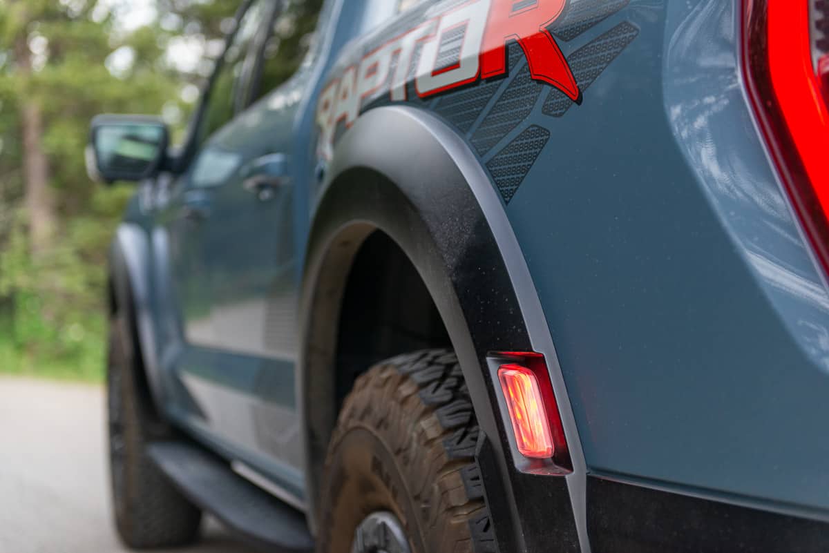 2023 Ford F-150 Raptor R rear fender with red light on