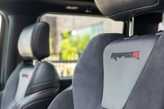 2023 Ford F-150 Raptor R logo on front seats