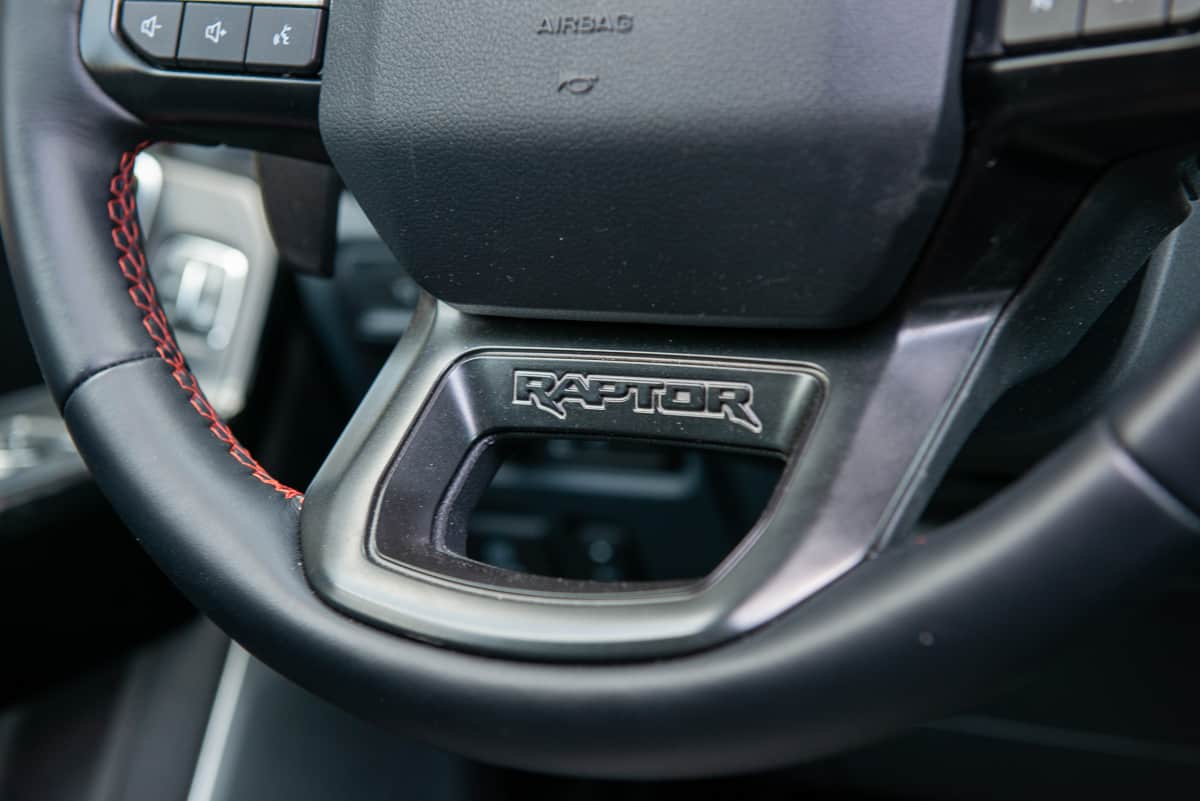 2023 Ford F-150 Raptor R logo on steering wheel