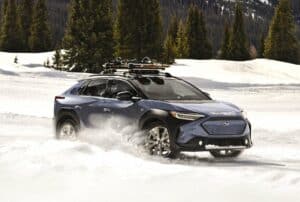 2024 Subaru Solterra offroading in the snow