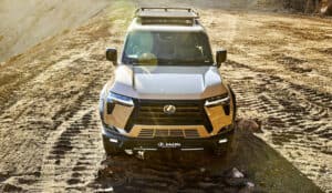 Lexus GX 550 OVERTRAIL JAOS Concept front view from above parked on dirt