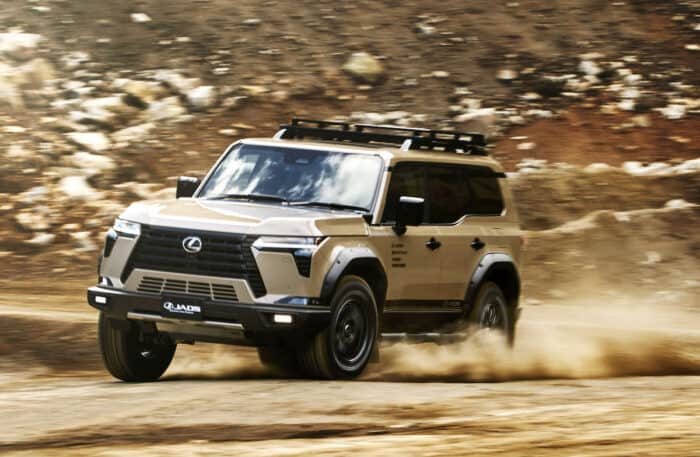 Lexus GX 550 OVERTRAIL JAOS Concept driving fast kicking up dirt