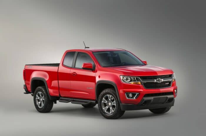 Red 2015 Chevrolet Colorado Trail Boss Edition front view