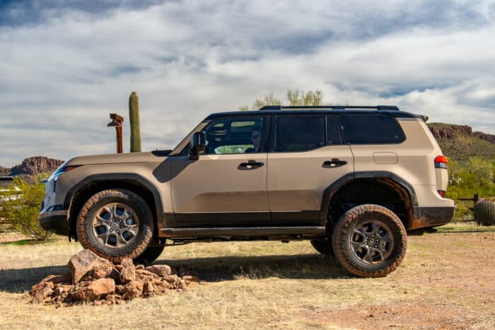 2024 Lexus GX 550 Overtrail sideview off roading in Arizona