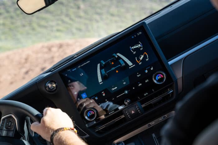 2024 Lexus GX 550 Overtrail 14 inch screen showing off roading data