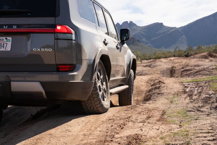 2024 Lexus GX 550 Overtrail off roading wheels and suspension at work