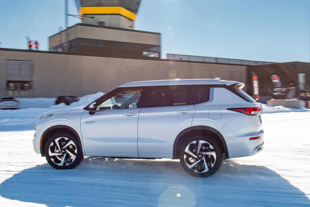 Outlander PHEV testing on the ice at ICAR Circuit in Mirabel, Quebec.