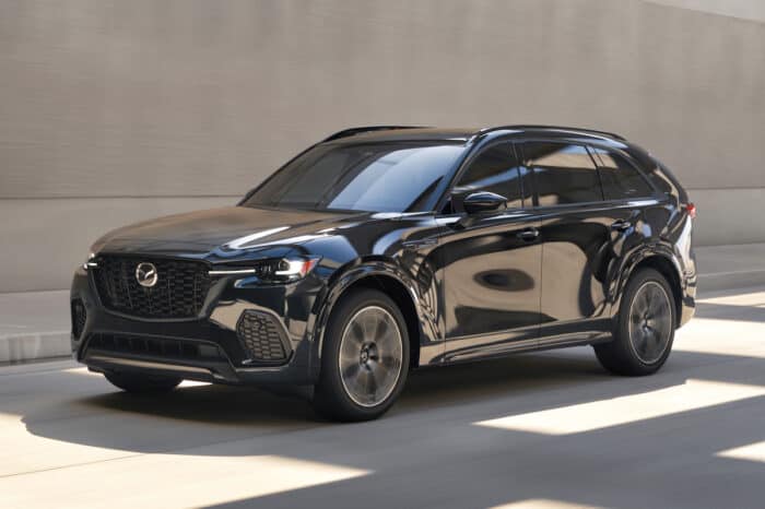 2025 Mazda CX-70 in black front driving