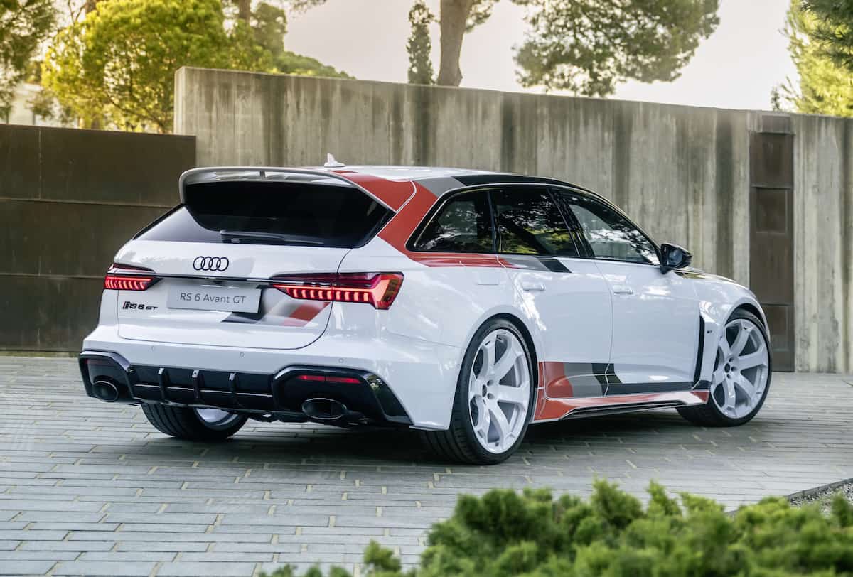 Audi RS 6 Avant GT rear view parked on driveway