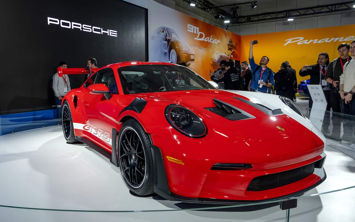 Porsche-911-GT3-RS in red on stage at CIAS in Toronto