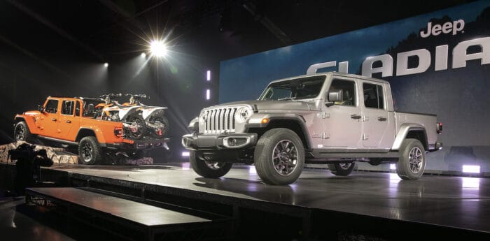 The 2020 Jeep Gladiator revealed today at the Los Angeles Auto Show.