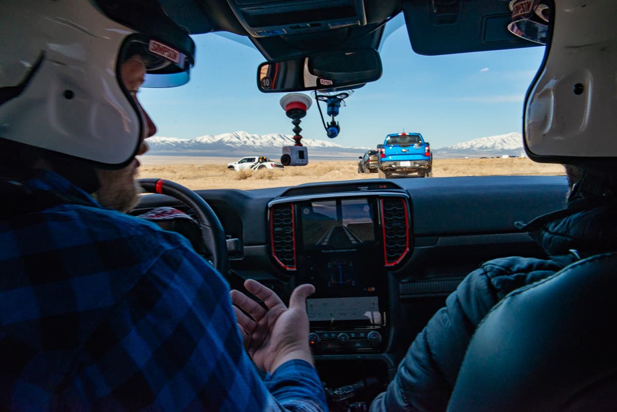 Interior shot of the 2024 Ford Ranger Raptor at the Ranger Raptor Assault School in Tooele Valley, Utah