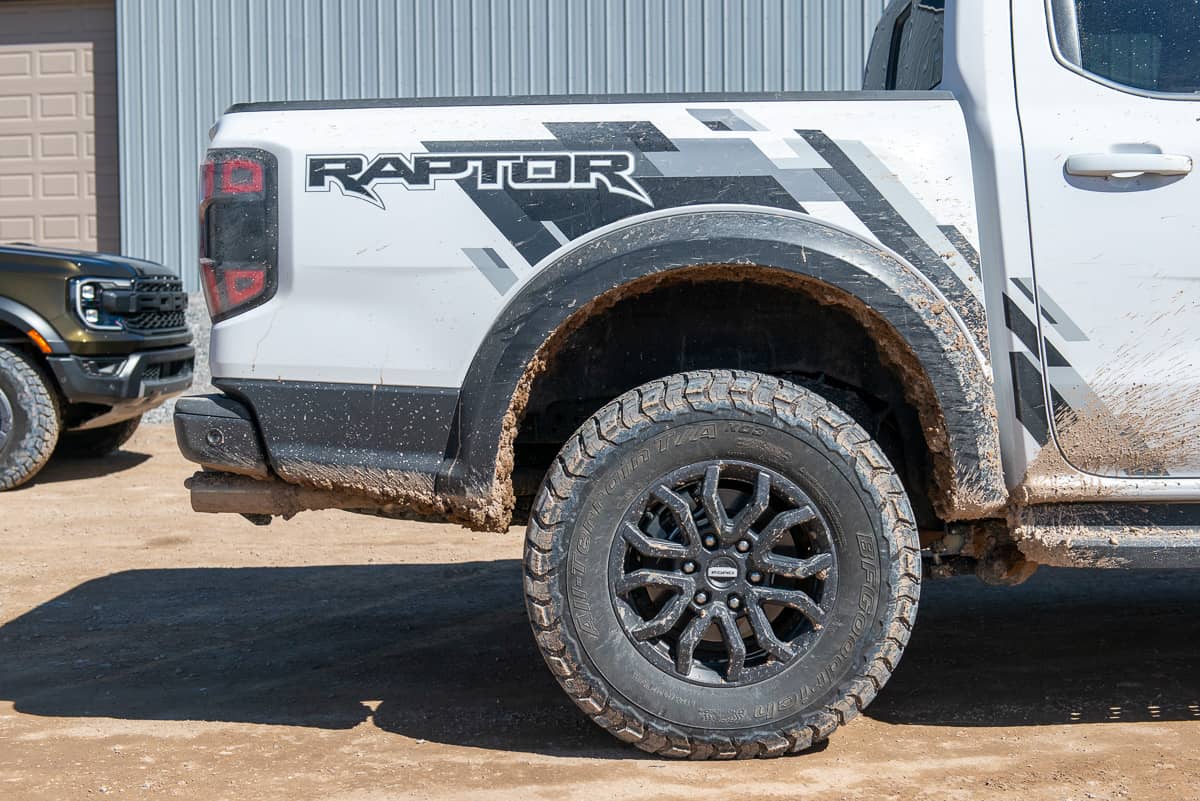 2024 Ford Ranger Raptor dirty rear wheel