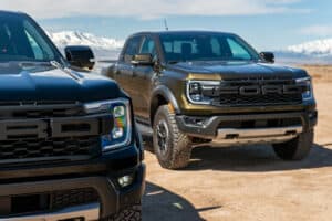 2024 Ford Ranger Raptor front grills on two trucks