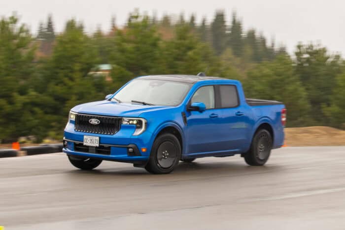 2025 Ford Maverick Lobo blue front on race track
