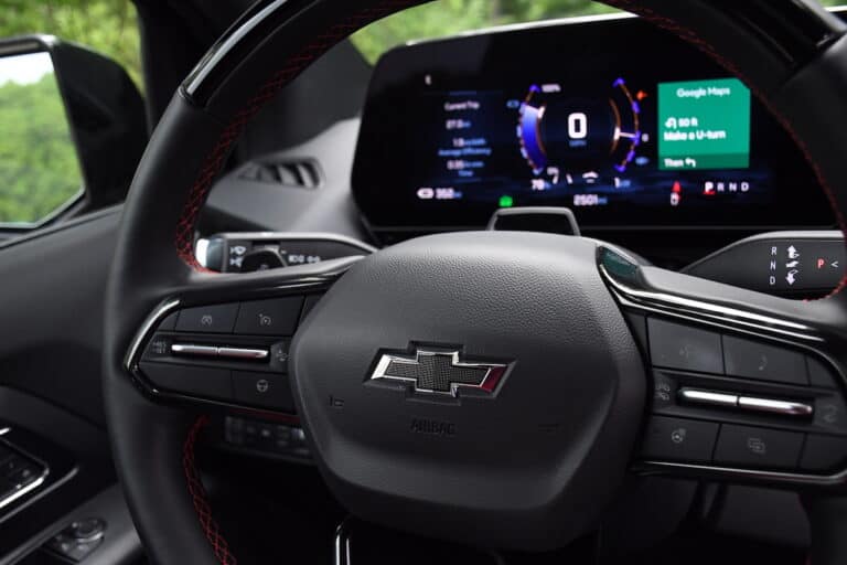 Chevrolet-Silverado-EV-RST interior driver wheel and gauges