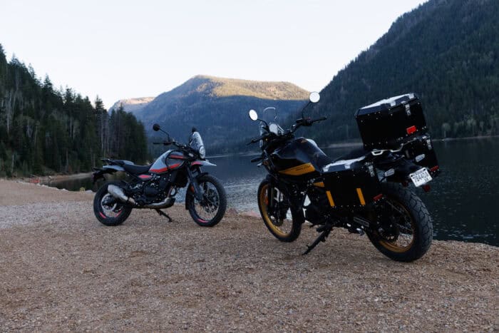 2024 Royal Enfield Himalayan 450 side by side near lake
