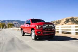 2025 Ram 2500 Heavy Duty Laramie red front driving