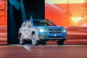 2026 Subaru Outback Wilderness front debuting at 2025 NYIAS