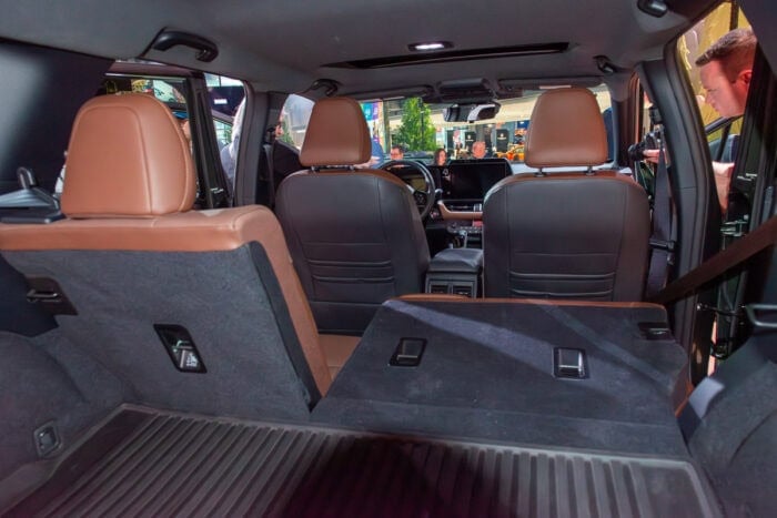 2026 Subaru Outback interior rear trunk with one 3rd row seat down