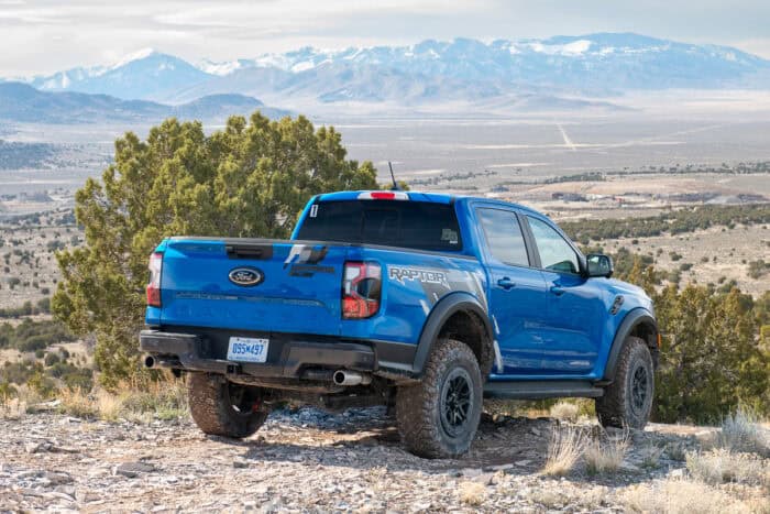 Ford Ranger Raptor in blue rear view
