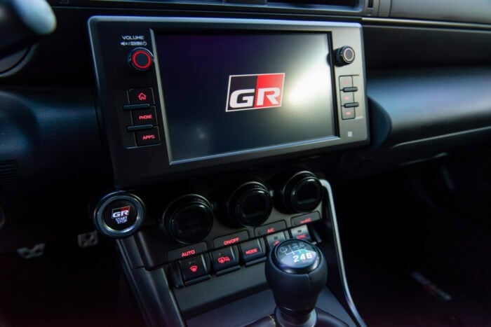 2026 Toyota GR86 Yuzu Edition gear shifter and screen in interior