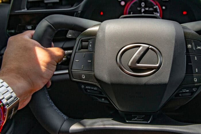2026 Lexus RZ steer by wire yoke steering wheel
