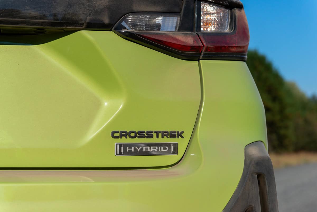 2026 Subaru Crosstrek Hybrid logo on rear
