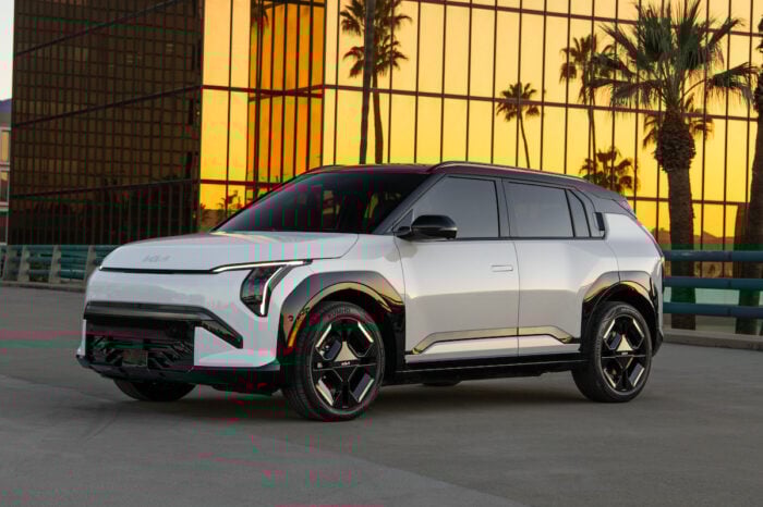 2027 Kia EV3 front view parked on street