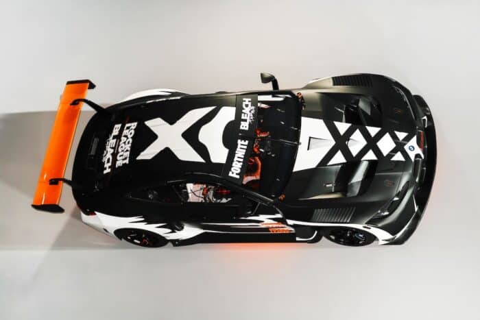 BMW M4 GT3 EVO from Fortnite and Rocket League top view