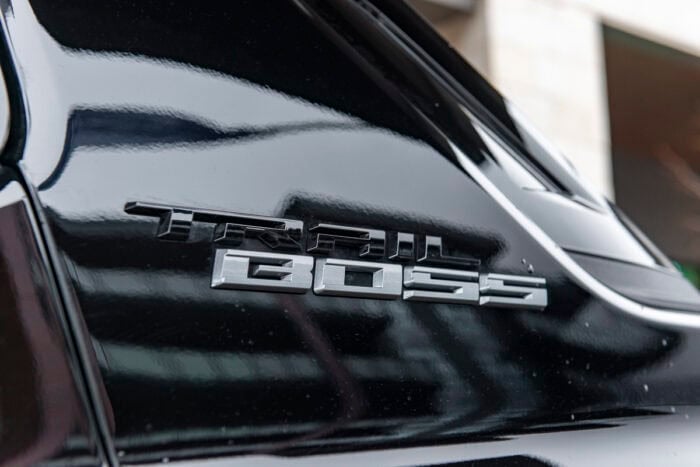 2026 Chevrolet Silverado EV Trail Boss Max Range trail boss emblem on side