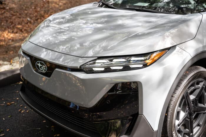 2026 Subaru Uncharted EV SUV front design including headlights and front grill