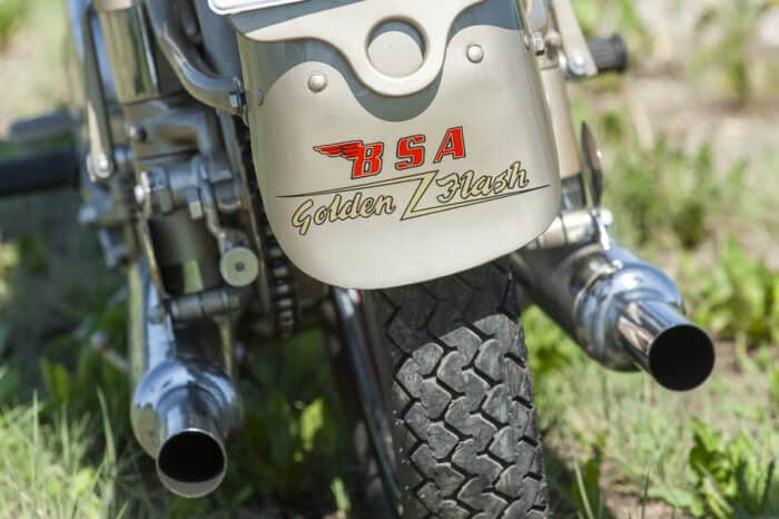1952 BSA Golden Flash logo on rear wheel fender cover