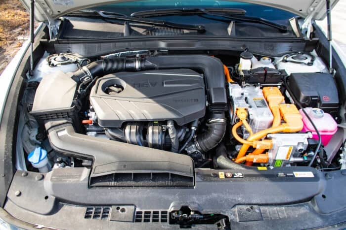 2026 Hyundai Sonata Hybrid engine with hood up