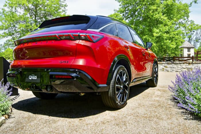 Red 2027 Infiniti QX65 rear view