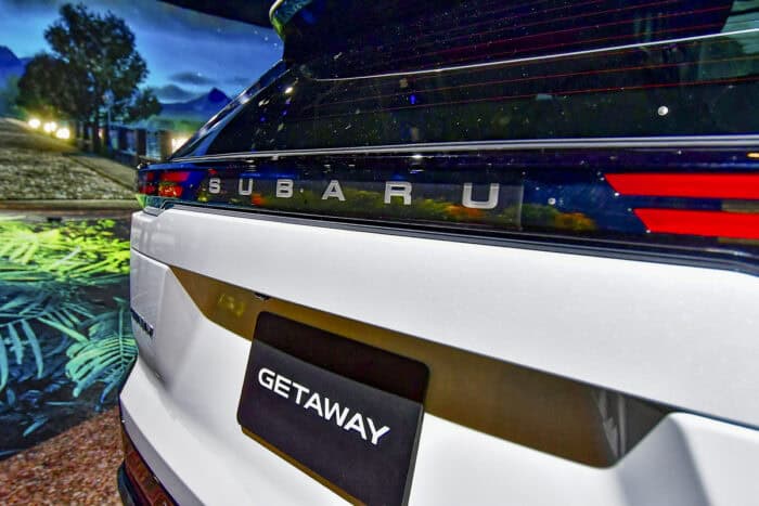 2027 Subaru Getaway EV SUV rear logo