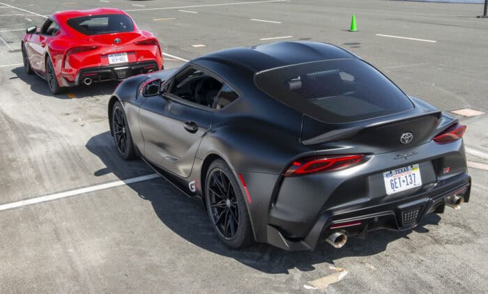 Toyota GR Supra MkV Final Edition rear view at the Sonoma track