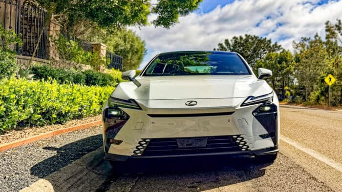 White 2026 Lexus ES 350h AWD front head on