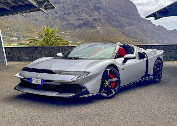 2027 Ferrari 849 Testarossa Spider front profile parked on side of road