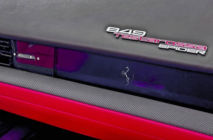 2027 Ferrari 849 Testarossa Spider logo on dash